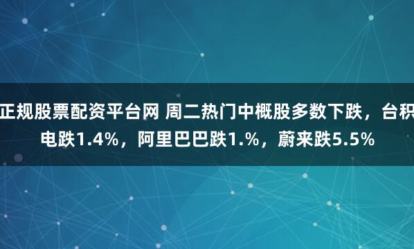正规股票配资平台网 周二热门中概股多数下跌，台积电跌1.4%，阿里巴巴跌1.%，蔚来跌5.5%